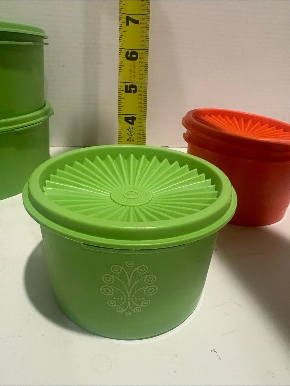 Tupperware Green and Orange Stackable Food Storage Containers- set of 4